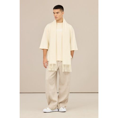 Pantalon feutré à pinces et taille élastique - S - Boohooman - Modalova