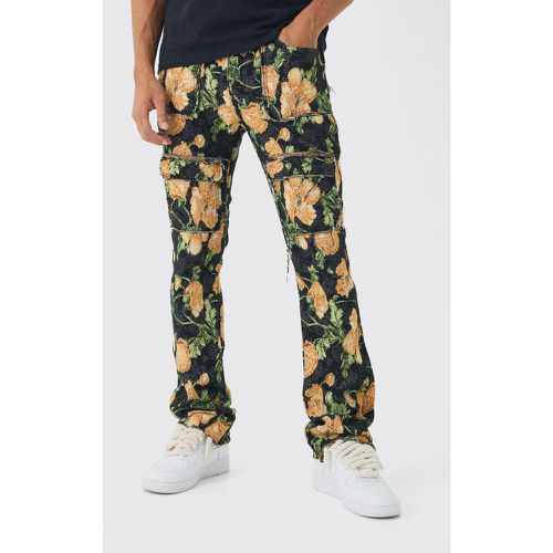 Pantalon flare à taille fixe et motif tapisserie - 28 - Boohooman - Modalova