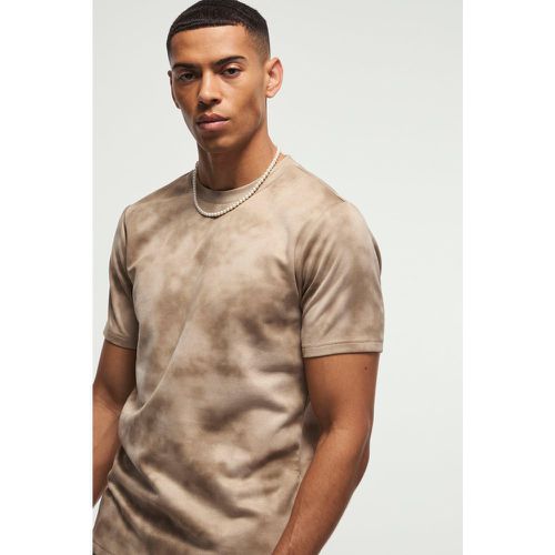 T-shirt cintré en faux daim texturé - S - Boohooman - Modalova