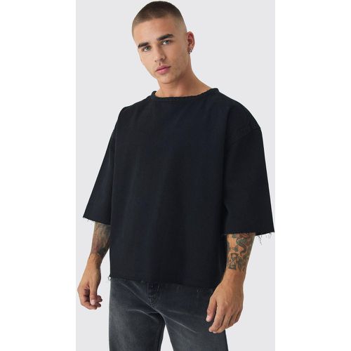 T-shirt oversize délavé en jean - M - Boohooman - Modalova