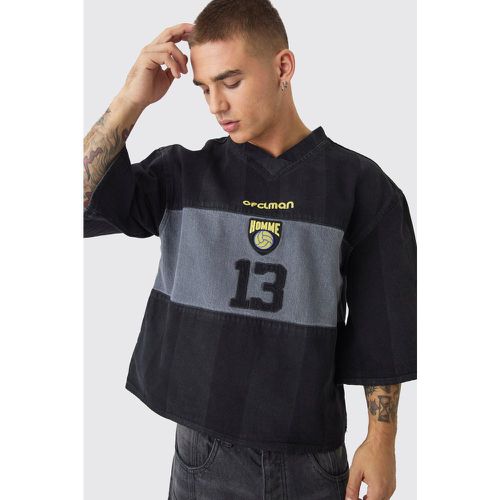 T-shirt oversize en jean à broderie - S - Boohooman - Modalova