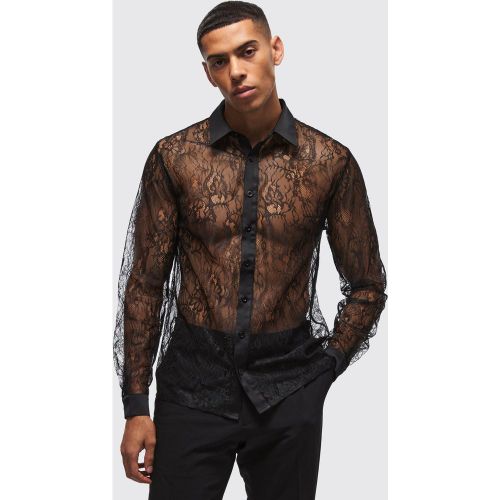 Chemise droite en dentelle à manches longues - S - Boohooman - Modalova