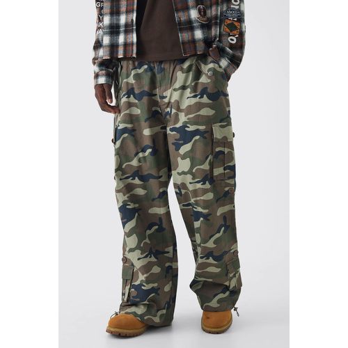 Pantalon cargo déchiré à taille élastiquée et imprimé camouflage - 28 - Boohooman - Modalova