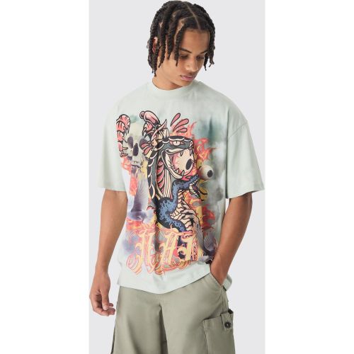 T-shirt oversize à imprimé tatouage - MAN - M - Boohooman - Modalova