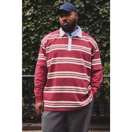 Grande taille - Polo oversize à manches longues et broderie - XXXL - Boohooman - Modalova