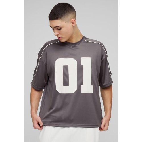 T-shirt oversize universitaire à manches 3/4 - S - Boohooman - Modalova