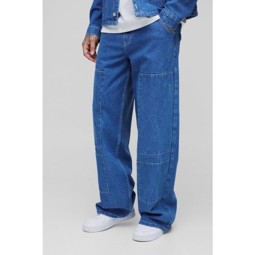 Tall - Jean baggy en denim à poches charpentières homme - 30 - Boohooman - Modalova