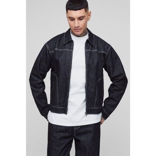 Tall - Veste oversize en jean à coutures contrastantes homme - S - Boohooman - Modalova