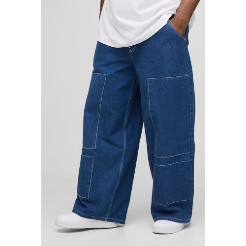 Grande taille - Jean baggy à poches charpentières homme - 38 - Boohooman - Modalova