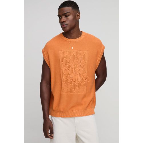 Pull oversize à col ras-du-cou et broderie - MAN - S - Boohooman - Modalova