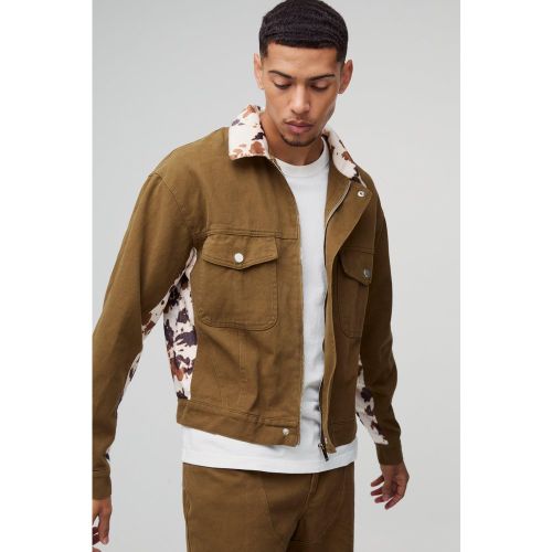 Veste en jean à col en synthétique - S - Boohooman - Modalova