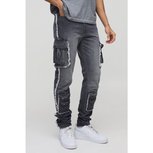 Jean cargo slim à superposition délavé homme - 28R - Boohooman - Modalova