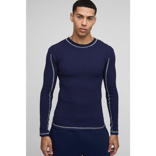 T-shirt côtelé à coutures contrastantes - S - Boohooman - Modalova