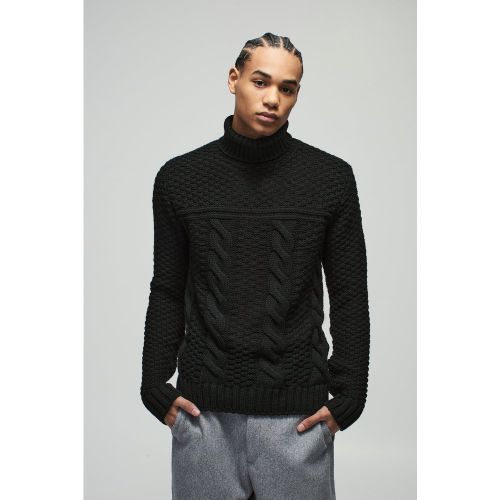 Pull en maille torsadée à col roulé - S - Boohooman - Modalova