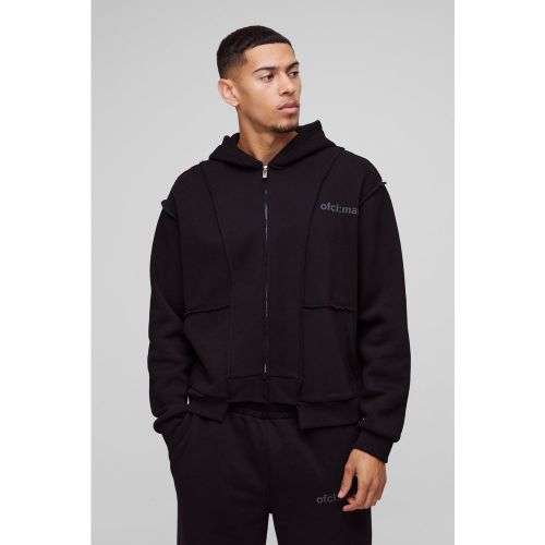 Sweat à capuche oversize zippé à coutures apparentes homme - S - Boohooman - Modalova