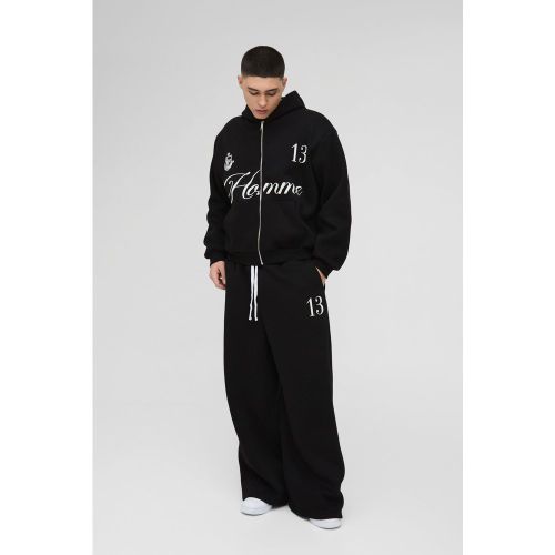 Survêtement oversize zippé avec jogging large - L - Boohooman - Modalova