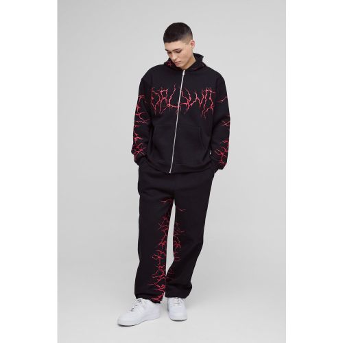 Survêtement sweat à capuche zippé et imprimé graffiti - S - Boohooman - Modalova
