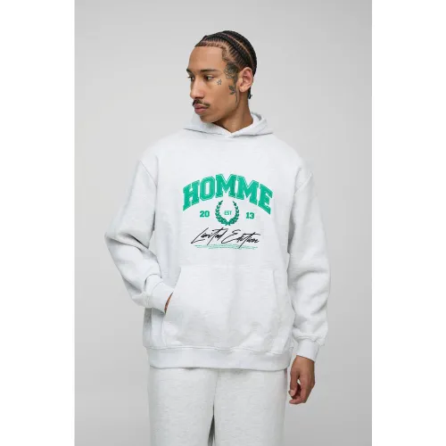 Sweat à capuche oversize universitaire - S - Boohooman - Modalova