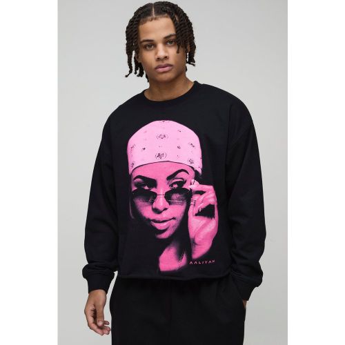 Sweat oversize à bords bruts et imprimé Aaliyah - L - Boohooman - Modalova