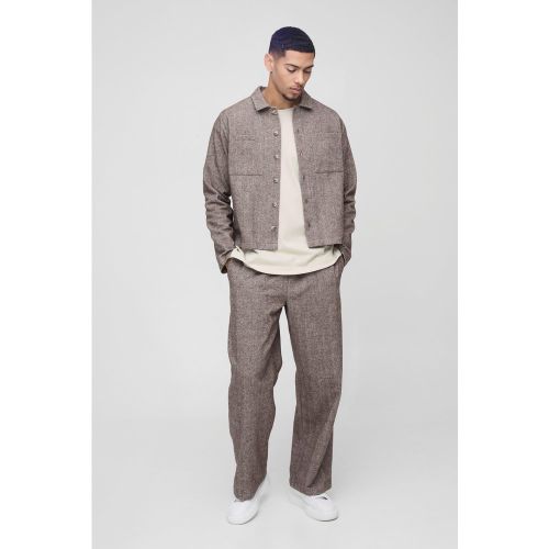 Pantalon large à chevrons et taille élastiquée homme - S - Boohooman - Modalova