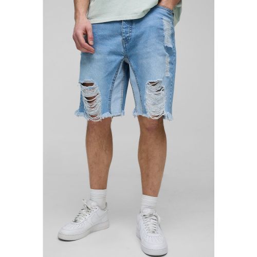 Tall - Short en jean déchiré à soufflet - 30 - Boohooman - Modalova