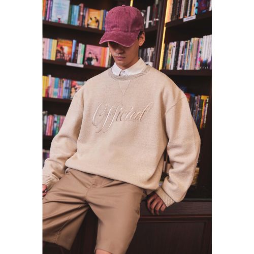 Sweat oversize universitaire à broderies contrastantes - S - Boohooman - Modalova
