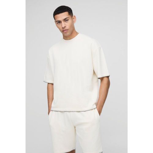 T-shirt oversize à surpiqûres - S - Boohooman - Modalova