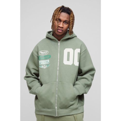 Tall - Sweat à capuche oversize universitaire zippé - S - Boohooman - Modalova