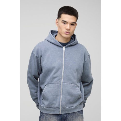 Sweat à capuche oversize zippé délavé homme - S - Boohooman - Modalova