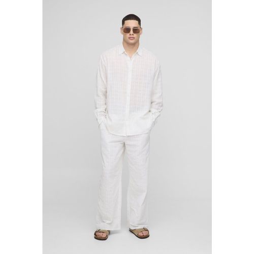 Ensemble oversize texturé avec chemise et pantalon large - S - Boohooman - Modalova