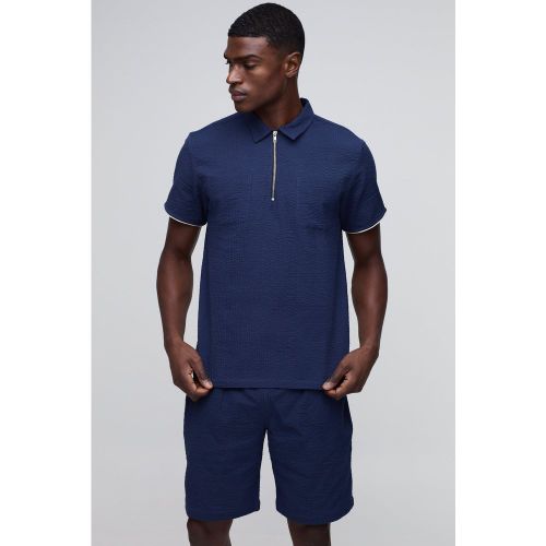 Ensemble en tissu crêpe avec polo et short - S - Boohooman - Modalova