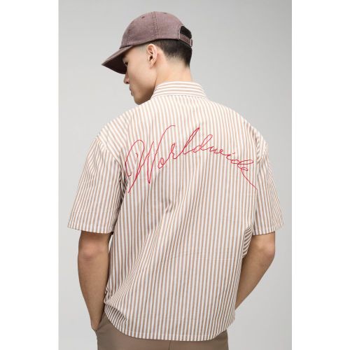 Chemise oversize rayée à broderie Worldwide - S - Boohooman - Modalova