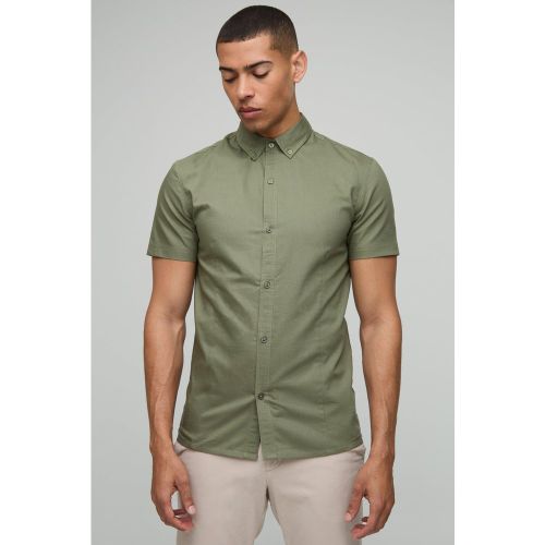 Chemise slim à col boutonné et manches courtes - S - Boohooman - Modalova