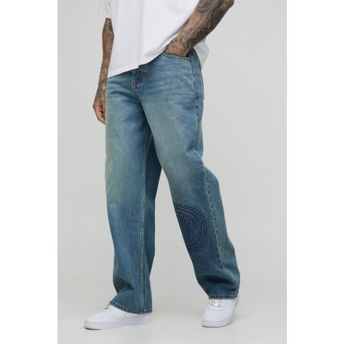 Tall - Jean large zippé à relief - 30 - Boohooman - Modalova