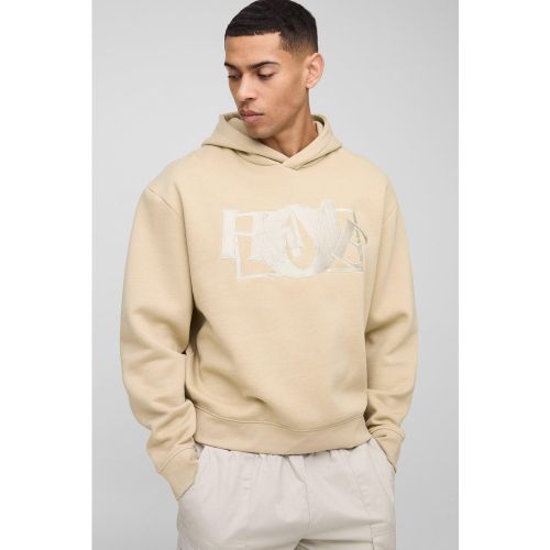 Oversized Boxy Embroidered Hoodie - S - Boohooman - Modalova