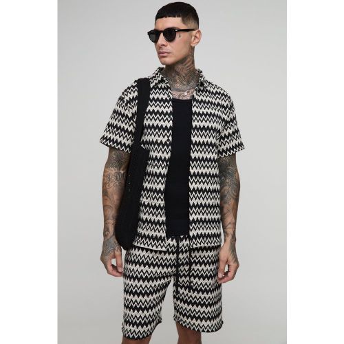 Tall - Ensemble en crochet avec chemise et short - 2XL - Boohooman - Modalova