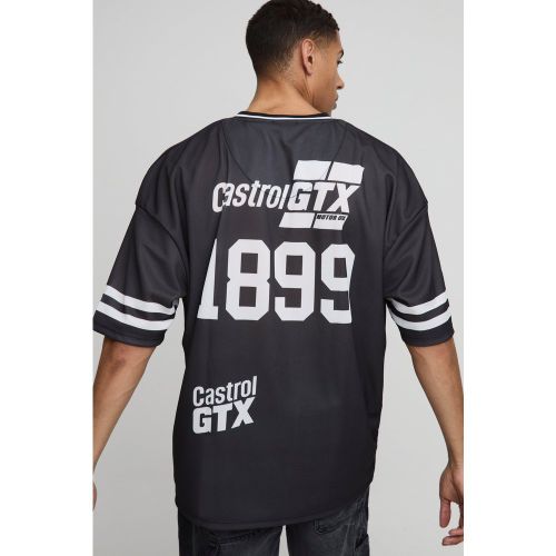 T-shirt oversize imprimé en mesh - S - Boohooman - Modalova