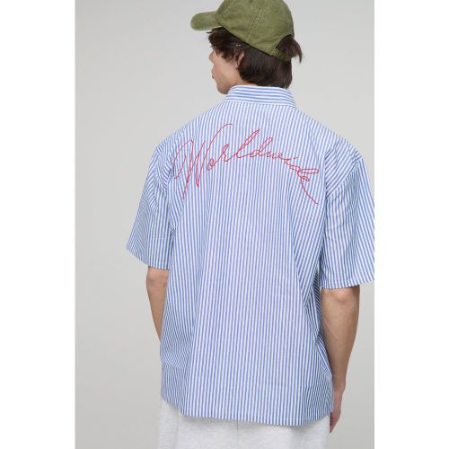 Tall - Chemise oversize rayée à broderie Worldwide - S - Boohooman - Modalova