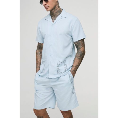 Tall - Ensemble à broderie avec short - S - Boohooman - Modalova