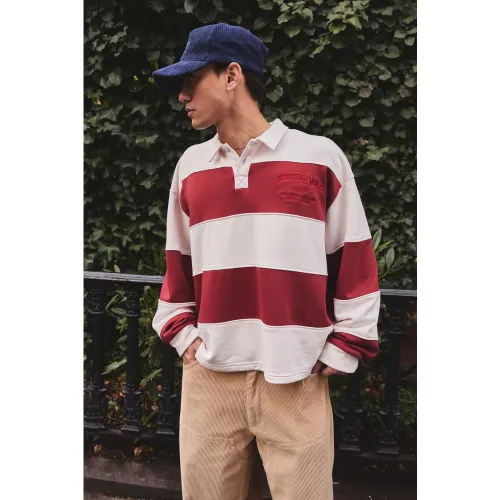 Sweat oversize rayé à broderie homme - S - Boohooman - Modalova