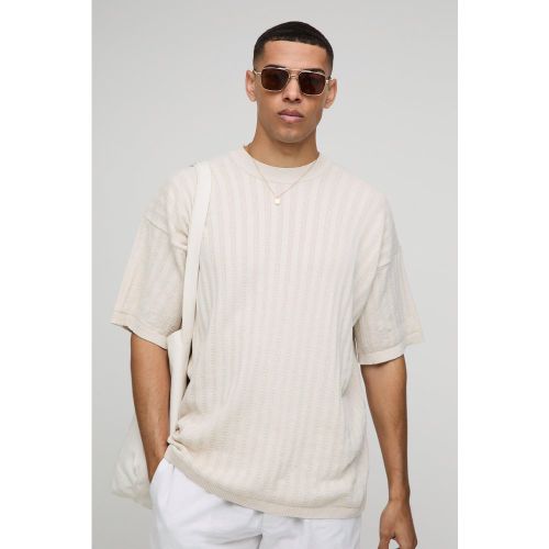T-shirt oversize côtelé à col montant - S - Boohooman - Modalova