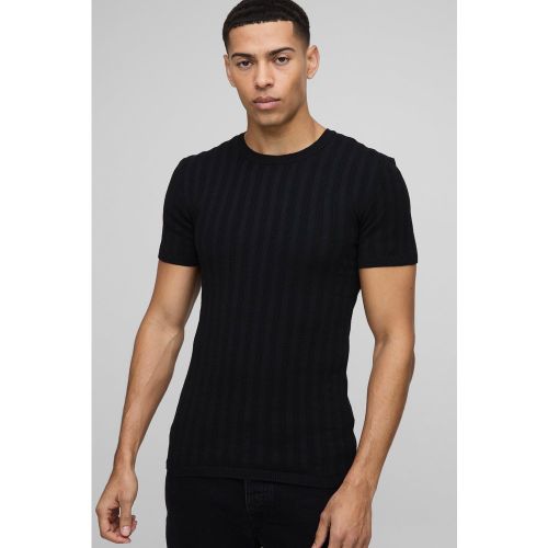 T-shirt moulant côtelé - S - Boohooman - Modalova