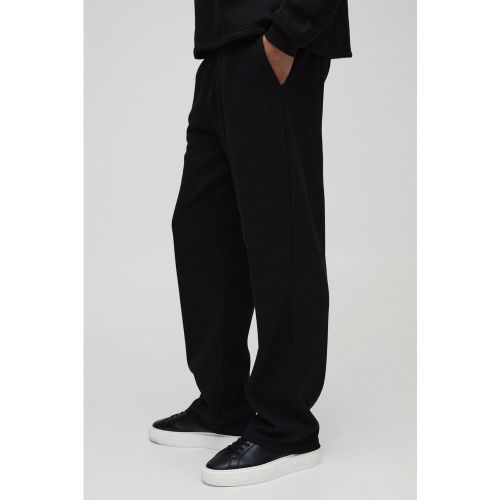 Jogging droit brodé en tissu gaufré - MAN - S - Boohooman - Modalova