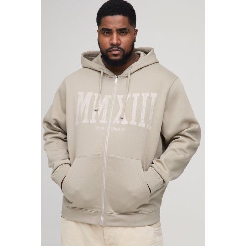 Grande taille - Sweat à capuche zippé imprimé - XXXL - Boohooman - Modalova