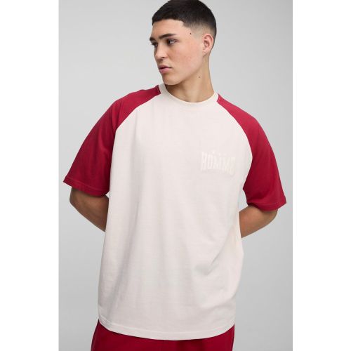 T-shirt oversize color block à manches raglan - S - Boohooman - Modalova