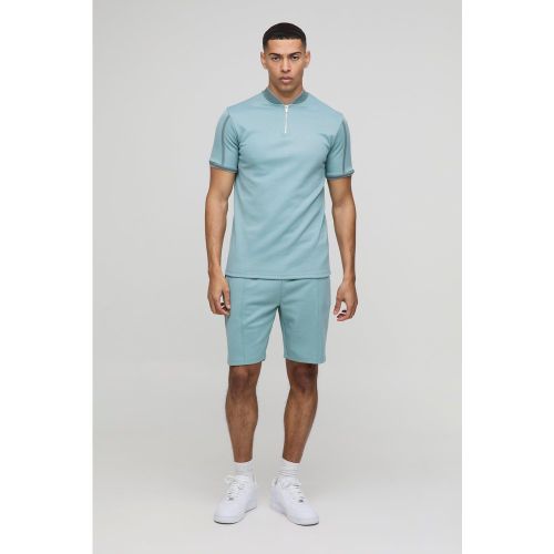 Ensemble avec polo cintré piqué à col contrastant - S - Boohooman - Modalova