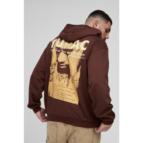 Grande taille - Sweat à capuche oversize délavé à imprimé Tupac homme - 2XL - Boohooman - Modalova