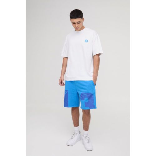 Ensemble oversize à broderie avec t-shirt et short - S - Boohooman - Modalova