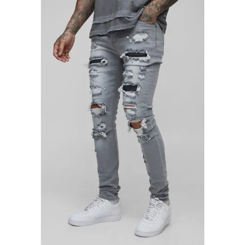 Tall - Jean skinny déchiré - 30 - Boohooman - Modalova