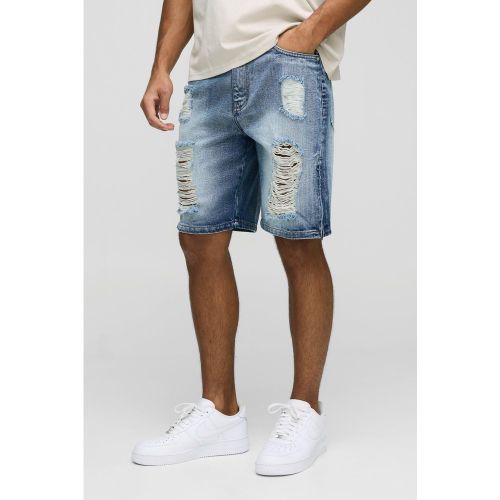 Short large zippé en jean - 28 - Boohooman - Modalova